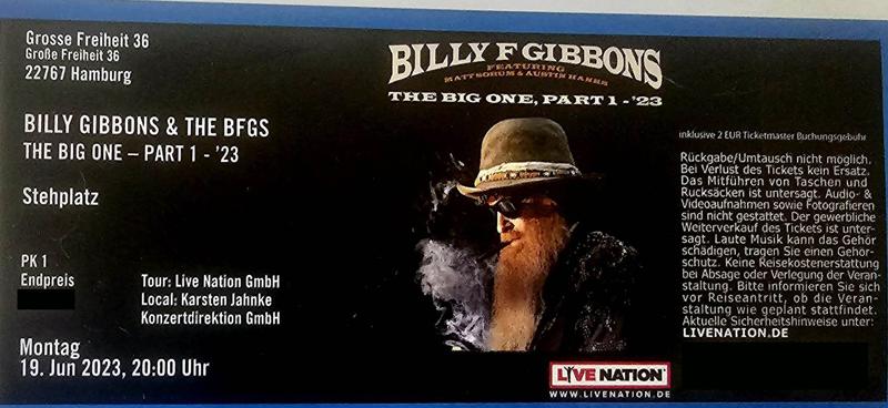 Billy F Gibbons, ZZ Top, Konzert, Hamburg, Grosse Freiheit, Gitarrist, The BFGS, Europa-Tour, Musik, Musiker, USA