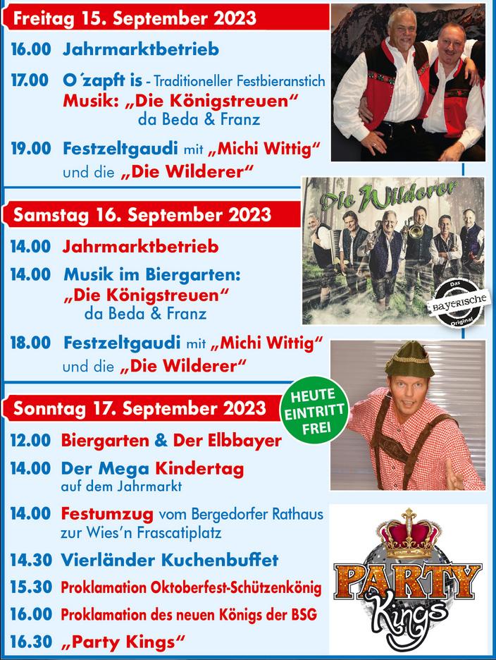 Oktoberfest, 2023, Bergedorf, Hamburgs größtes Oktoberfest, O' zapft ist, Wiesn, Gaudi, Programm, bayrische Art, Veranstaltungtipp