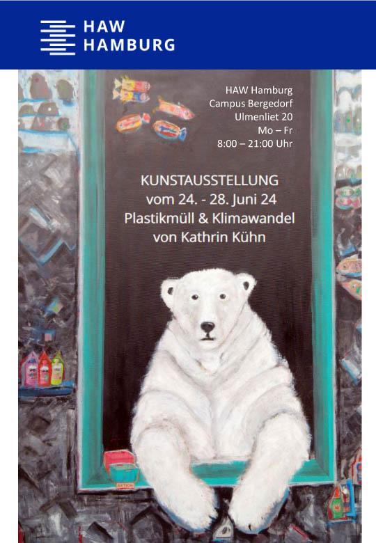 Katrin Kühn, Bilder in HAW Hamburg, Klimawandel, Müll, Meer, das Grauen, Künstlerin Kathrin Kühn, Acrylbilder, farbenfroh, Kunst, Protest, Klimaschutz-Preis, Bergedorf