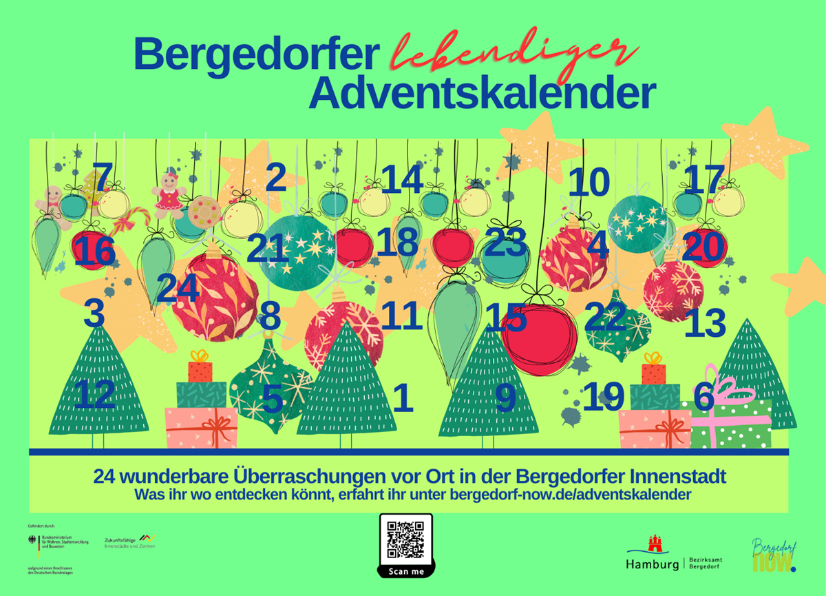 Lebendiger Adventskalender, Adventszeit, Vorweihnachtszeit, Überraschungen, Rabatte, Gewinnspiele, kulinarische Überraschungen, Bergedorf, Hamburg, Bezirk Bergedorf