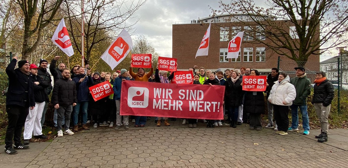 Protestaktion, fairer Tarifvertrag, SGS, Bergedorf, Bezirk Bergedorf, Hamburg, Labor, IGBCE