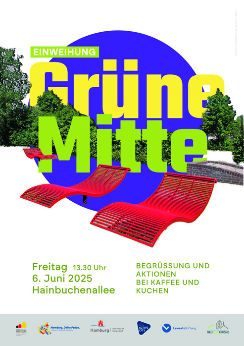 Grüne Mitte, Neuallermöhe, Bezirk Bergedorf, Bergedorf, Hamburg, Neugestaltung, Grünflächen, Outdoor-Fitnessbereich, Beachvolleyball, Spielplatz, Tischtennis, Farbgarten, Einweihung