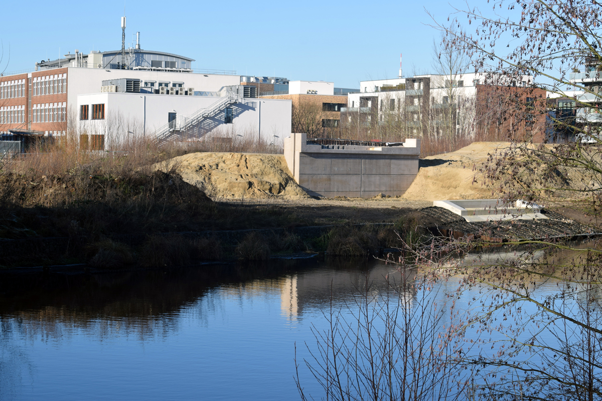 Schleusengraben, Einhub, Fußgängerbrücke, Vollsperrung, Am Schilfpark, Bergedorf