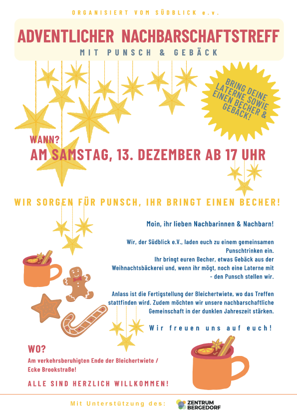 Nachbarschaftstreffen, Glühwein, Bleichertwiete, Bergedorf-Süd, Bergedorf, Hamburg, Together, Strassenfest