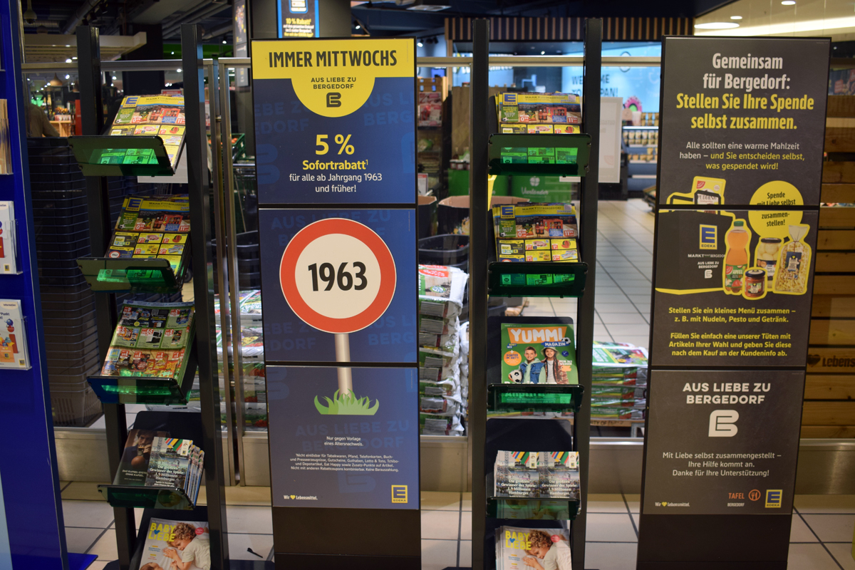 E-Center, Marktkauf-Center-Bergedorf, Lohbrügge, Rentnerrabatt, Einkauf, Preisnachlass, 63 Jahre, Jahrgang 1963, Bergedorf, Hamburg, Senioren