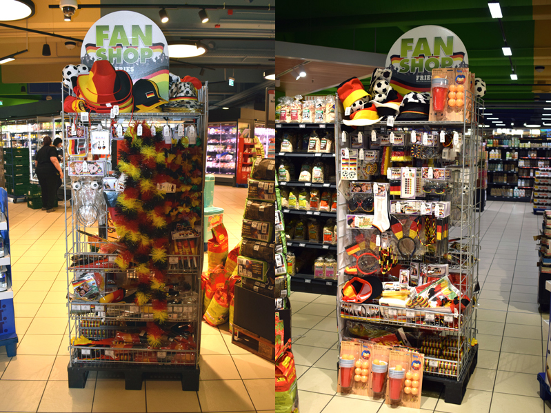 Marktkauf-Center-Bergedorf, EDEKA, Einkaufen, Einkaufscenter, WM, Fußball, Weltmeisterschaft, Fan-Artikel, Fanshop, Bergedorf, Lohbrügge