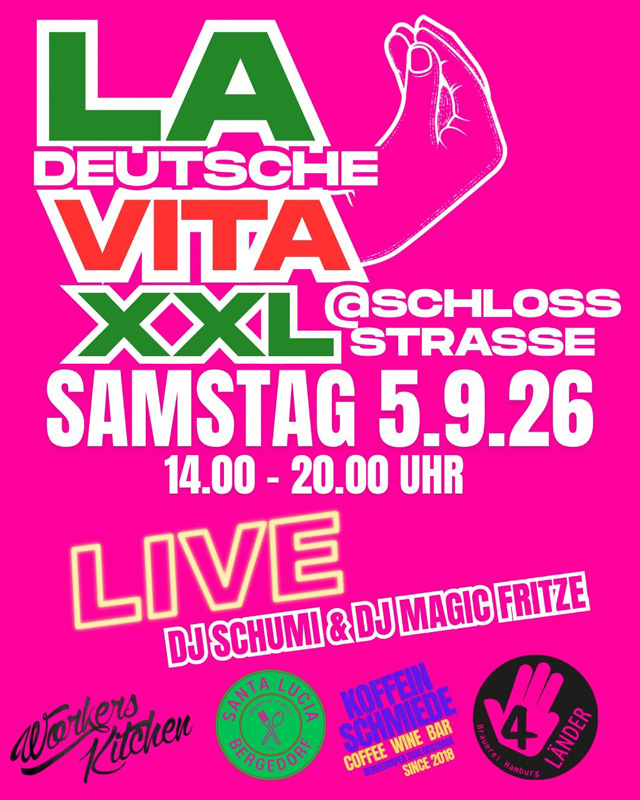 Daydrinking, Dolce Vita, Bergedorfer Schlossstraße, Koffeinschmiede, Santa Lucia, italienisches Flair, Veranstaltungstipp, Strassenfest